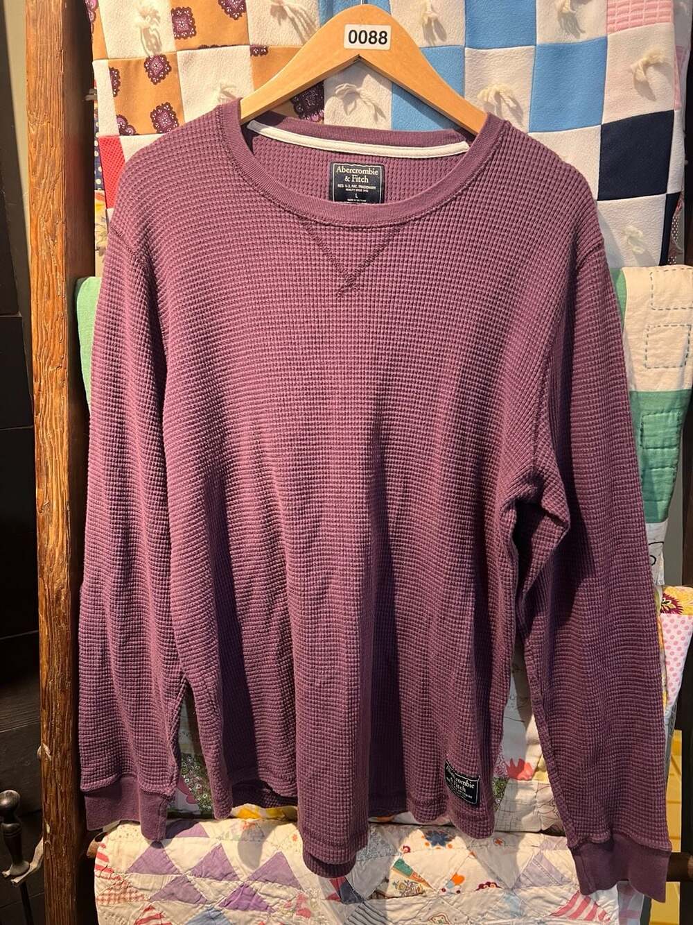 Abercrombie & Fitch Thermal Waffle Long Sleeve Size L Purple